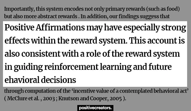 affirmations stimulate reward system